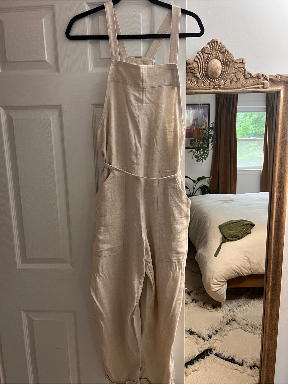 Universal Thread Cream Linen Jumpsuit Overalls